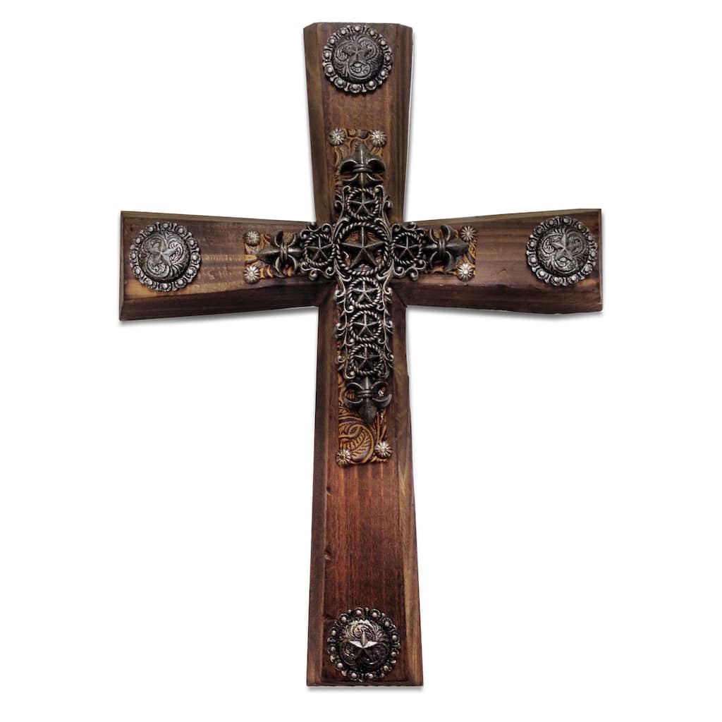 HiEnd Accents Wood Cross W/Star Cross Overlay (Ea)