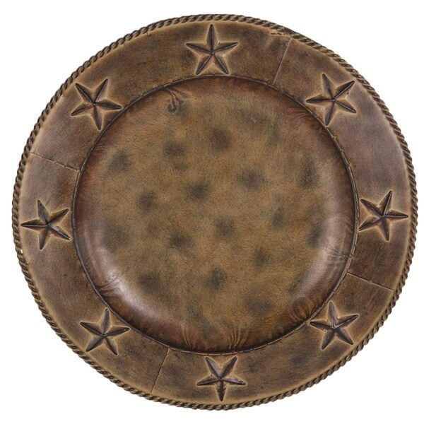 HiEnd Accents 4-Piece Round Star Iron Charger 14 Red/Brown