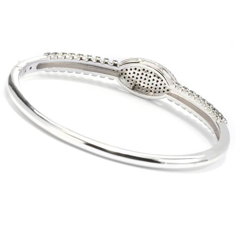 Sterling Silver 1.62ctw Spinel Oval & Striped Bangle Bracelet