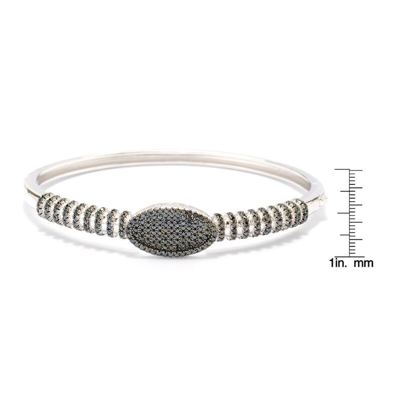 Sterling Silver 1.62ctw Spinel Oval & Striped Bangle Bracelet