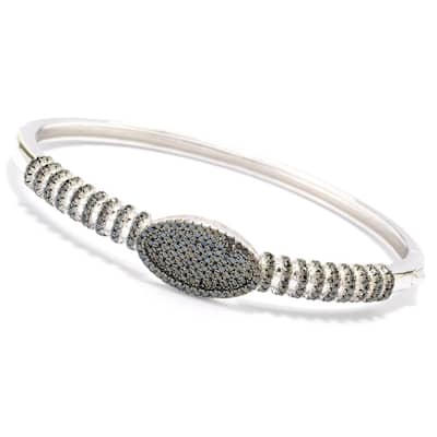 Sterling Silver 1.62ctw Spinel Oval & Striped Bangle Bracelet