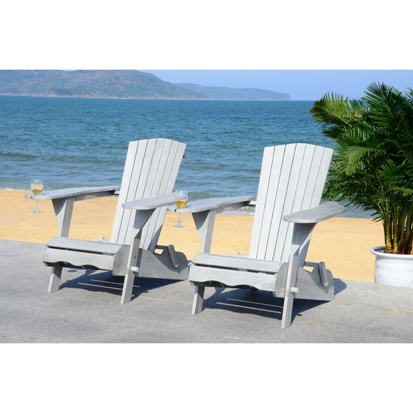 Shop Safavieh Breetel Grey Wash Set Of 2 Adirondack Chairs ...