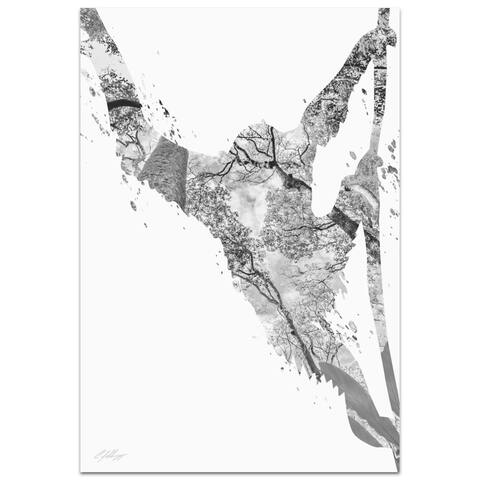 Adam Schwoeppe 'Monkey Jungle Gray' 32in x 22in Animal Silhouette on White Metal