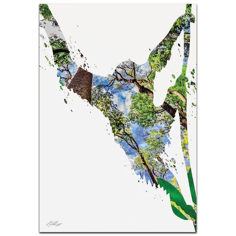 Adam Schwoeppe 'Monkey Jungle' 32in x 22in Animal Silhouette on White Metal