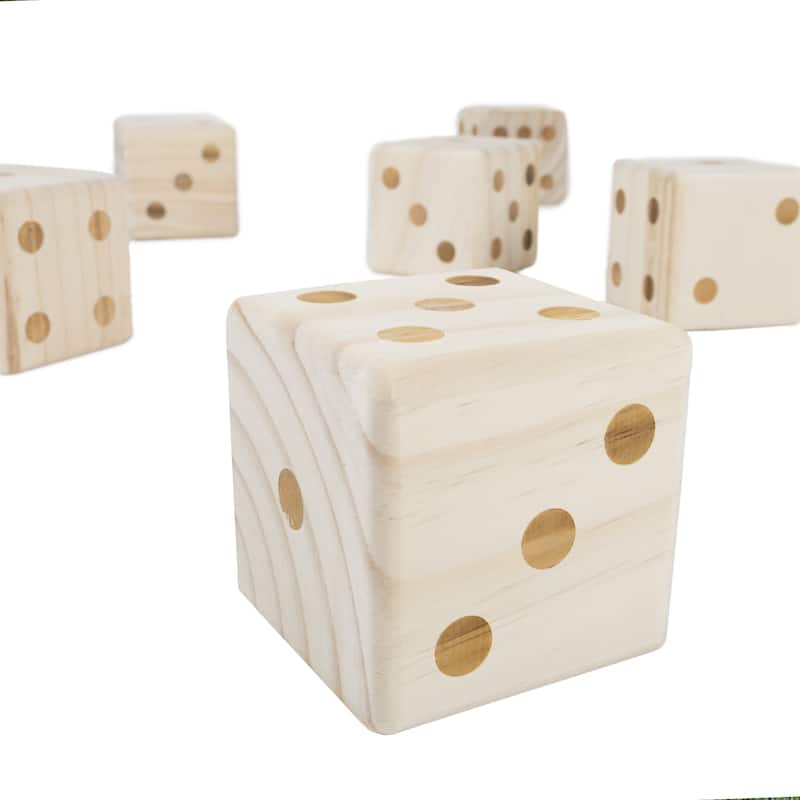 Hey! Play! Giant Wooden Yard Dice Outdoor Lawn Game - Natural Wood - 3.5" Cube