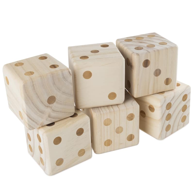 Hey! Play! Giant Wooden Yard Dice Outdoor Lawn Game - Natural Wood - 3.5" Cube