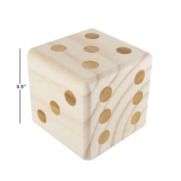 Hey! Play! Giant Wooden Yard Dice Outdoor Lawn Game - Natural Wood - 3.5" Cube