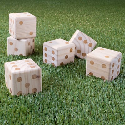 Hey! Play! Giant Wooden Yard Dice Outdoor Lawn Game - Natural Wood - 3.5" Cube