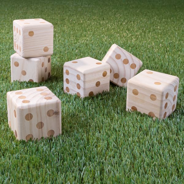 slide 2 of 6, Hey! Play! Giant Wooden Yard Dice Outdoor Lawn Game - Natural Wood - 3.5" Cube