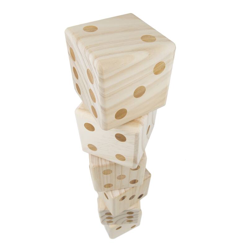 Hey! Play! Giant Wooden Yard Dice Outdoor Lawn Game - Natural Wood - 3.5" Cube