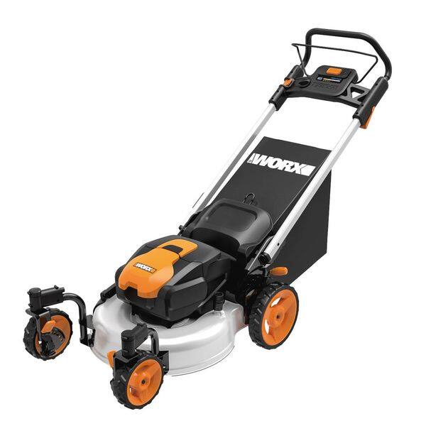 Shop Worx Wg771 56v Lithium Ion 3 In 1 Cordless Mower With Locking Caster Wheels 19 Inch Overstock 15907681