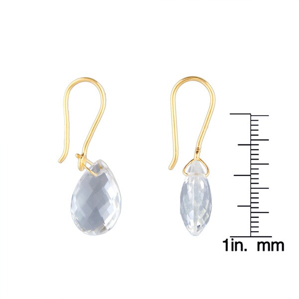 Yellow Gold over Silver Gemstone Drop & Dangle Earring 1.25"L