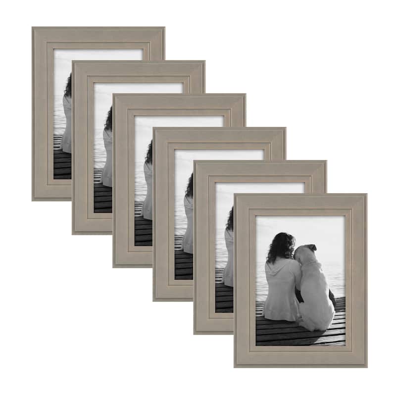 DesignOvation Kieva Solid Wood Picture Frame Set - Grey - 5x7