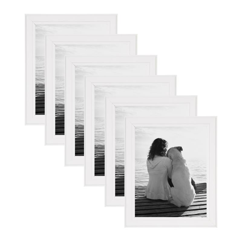 DesignOvation Kieva Solid Wood Picture Frame Set - White - 8x10