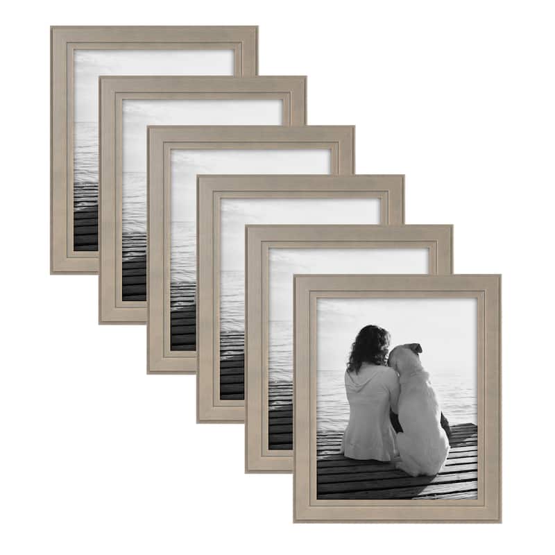 DesignOvation Kieva Solid Wood Picture Frame Set - Grey - 8x10