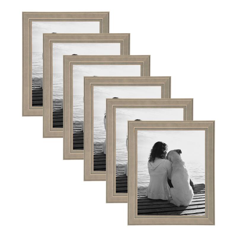 DesignOvation Kieva Solid Wood Picture Frame Set - distressed gray - 8x10