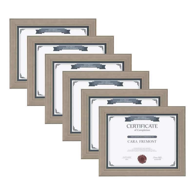DesignOvation Kieva Solid Wood Picture Frame Set - distressed gray - 8.5x11