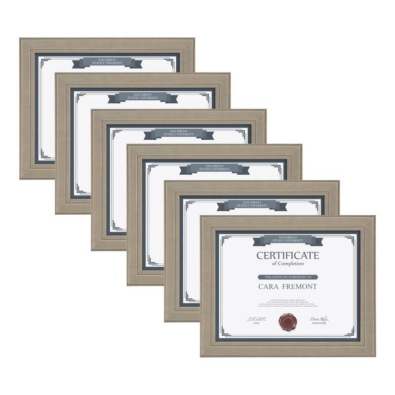 DesignOvation Kieva Solid Wood Picture Frame Set - distressed gray - 8.5x11