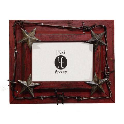 HiEnd Accents Painted Distressed Wood W/Barbwire & Stars (Ea)