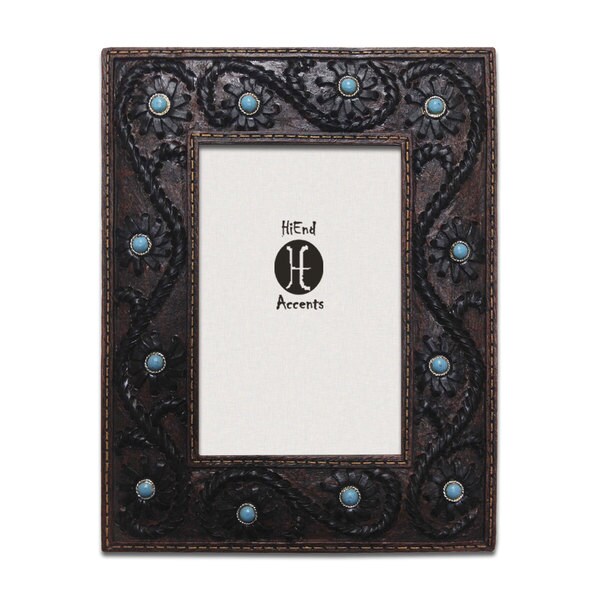 HiEnd Accents Scrolled Lacing W/ Turq Stones (Ea) 4X6