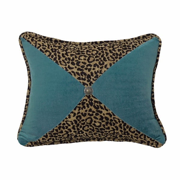 HiEnd Accents Teal Leopard 16-inch x 21-inch Sectioned Throw Pillow With Conch Detail