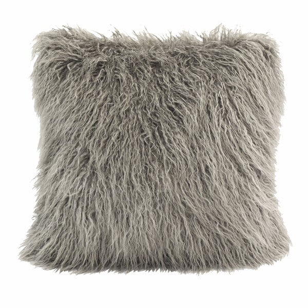 Shop HiEnd Accents Mongolian Grey Faux Fur 18x18 Throw ...