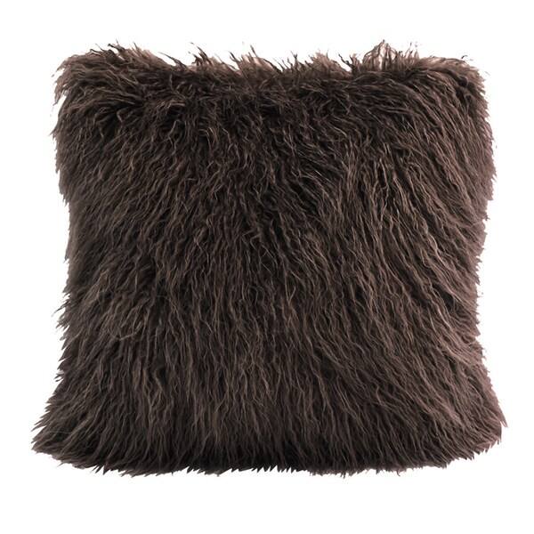 Mongolian Faux Fur Throw Pillow, 18