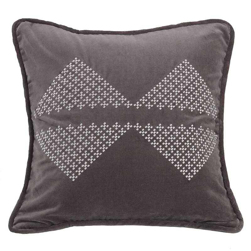 HiEnd Accents Grey 18-inch x 18-inch Embroidered Diamond Throw Pillow - Accent - Polyester - Single