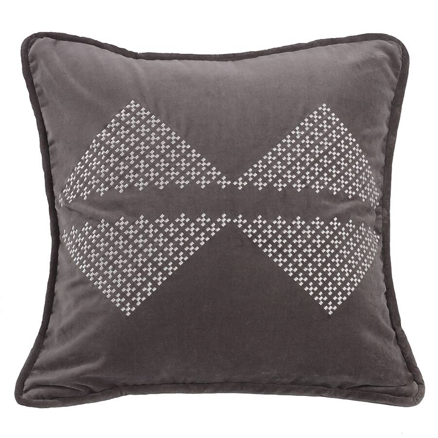 HiEnd Accents Grey 18-inch x 18-inch Embroidered Diamond Throw Pillow