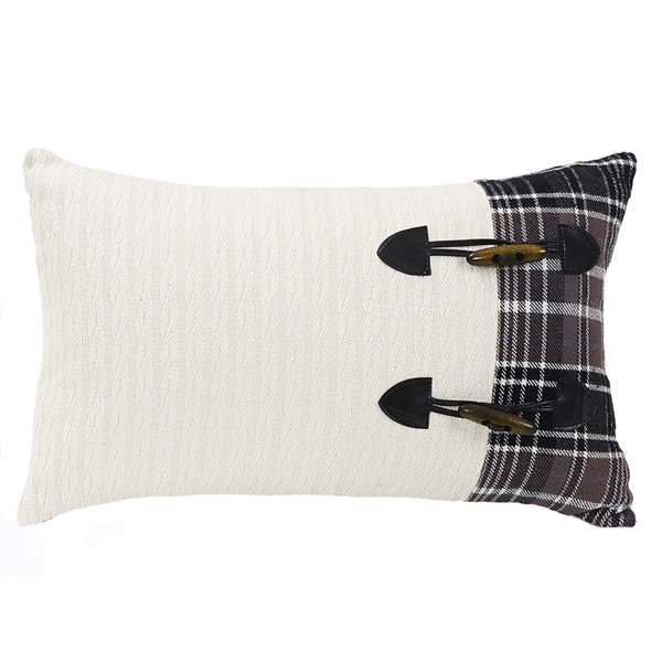 HiEnd Accents Whistler White Cotton Toggle Oblong Throw Pillow