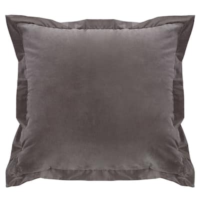 Paseo Road by Hiend Accents Whistler Flanged Gray Velvet Square Pillow, 18" x 18", 1PC