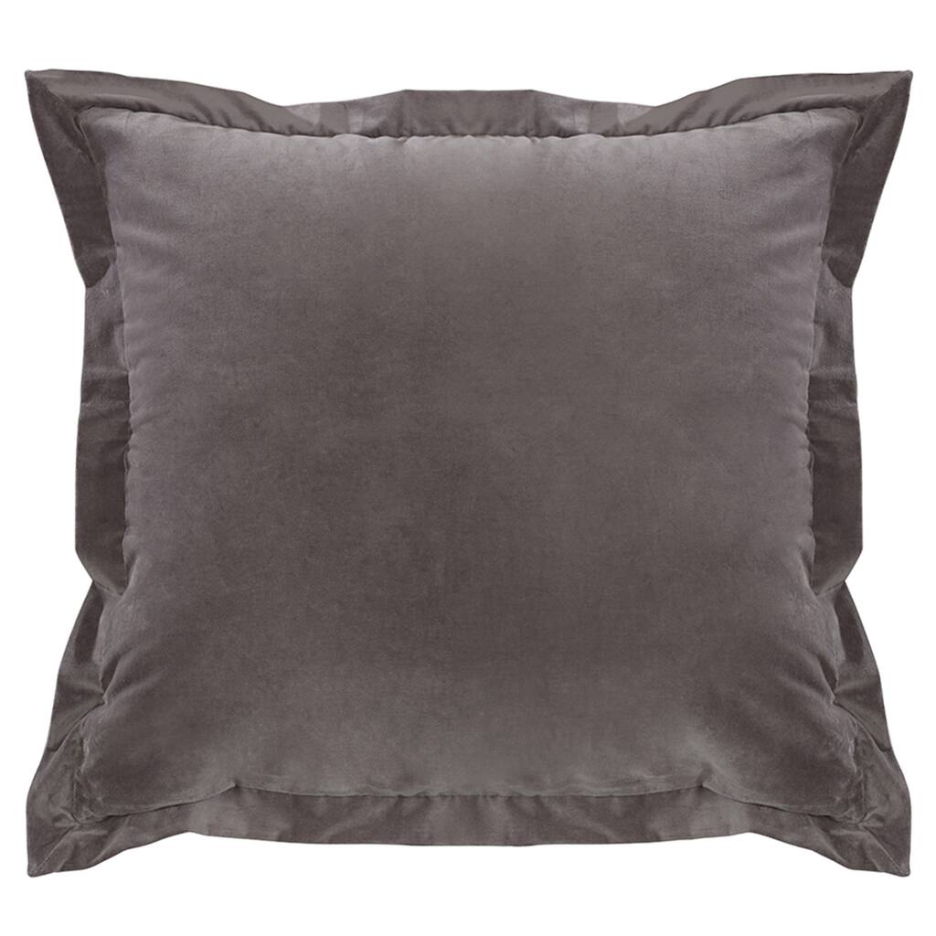 Paseo Road by Hiend Accents Whistler Flanged Gray Velvet Square Pillow, 18" x 18", 1PC