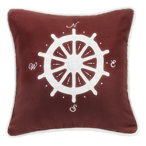 HiEnd Accents Compass Red 18-inch Square Embroidered Throw Pillow
