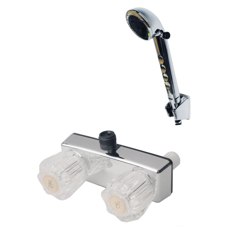 Builders Shoppe 3220A/4120 RV/Motorhome Replacement Shower Faucet Valve Diverter with Matching Hand Held Shower Set - Finish - Chrome