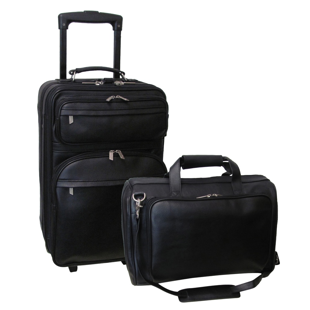 black leather luggage