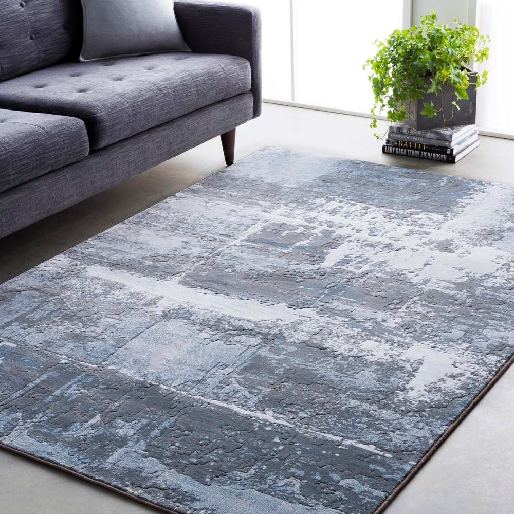 Olive Green and White Modern Area Rug 22 x 3 Albertha Gray