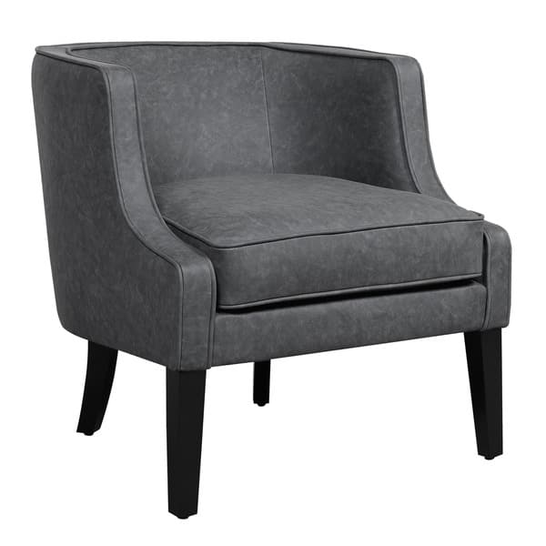 Shop Distressed Grey Leather Club Accent Chair On Sale Free