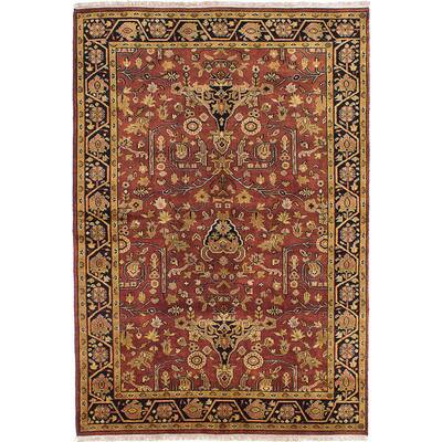ecarpetgallery Hand-Knotted Finest Agra Jaipur Red Wool Rug (6'0 x 8'8)