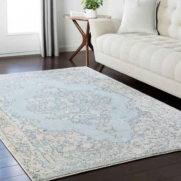 Shop Traditional Light Blue Vintage Medallion Area Rug 5'3" x 7'3