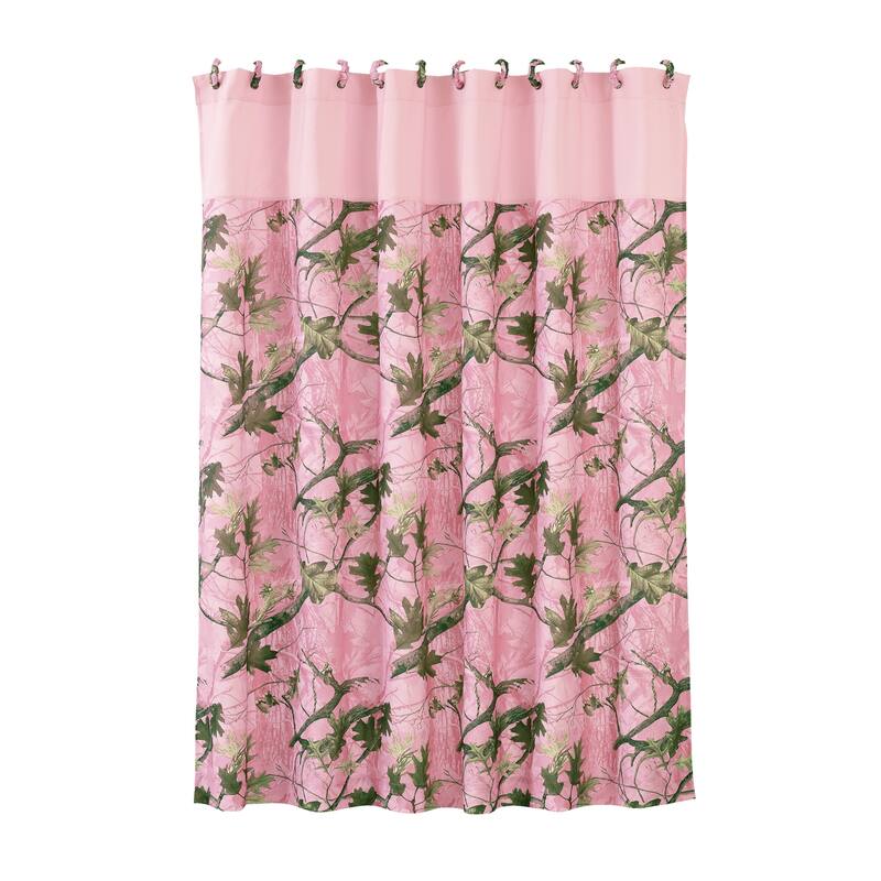 HiEnd Accents Pink Oak Camo Shower Curtain 72 X 72