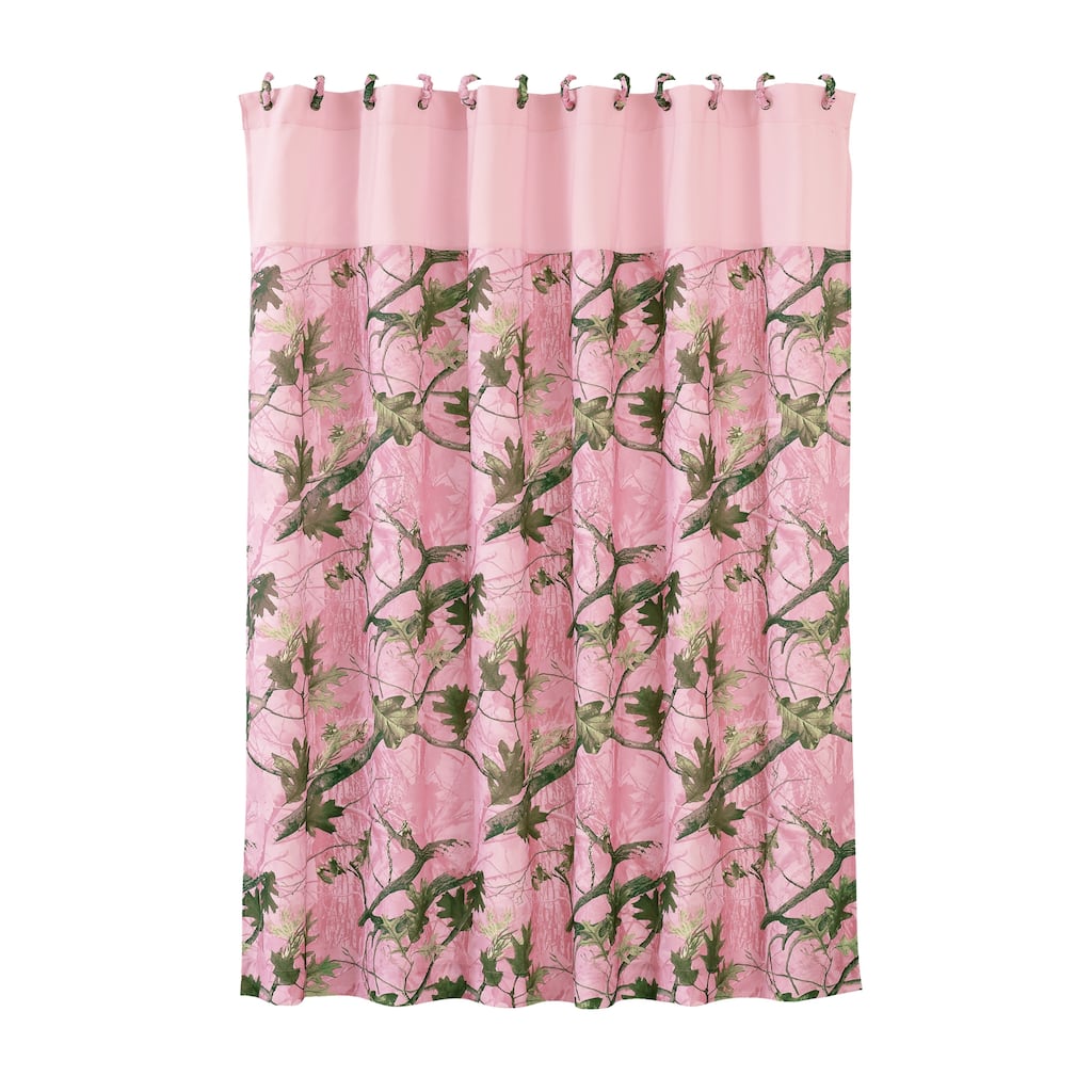 HiEnd Accents Pink Oak Camo Shower Curtain 72 X 72