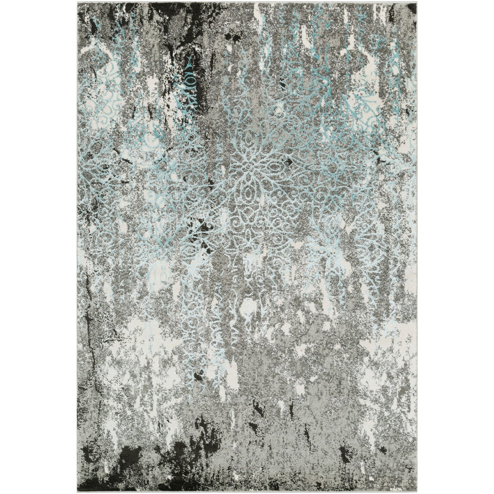 Abstract Modern Grey And Blue Area Rug 5 3 X 7
