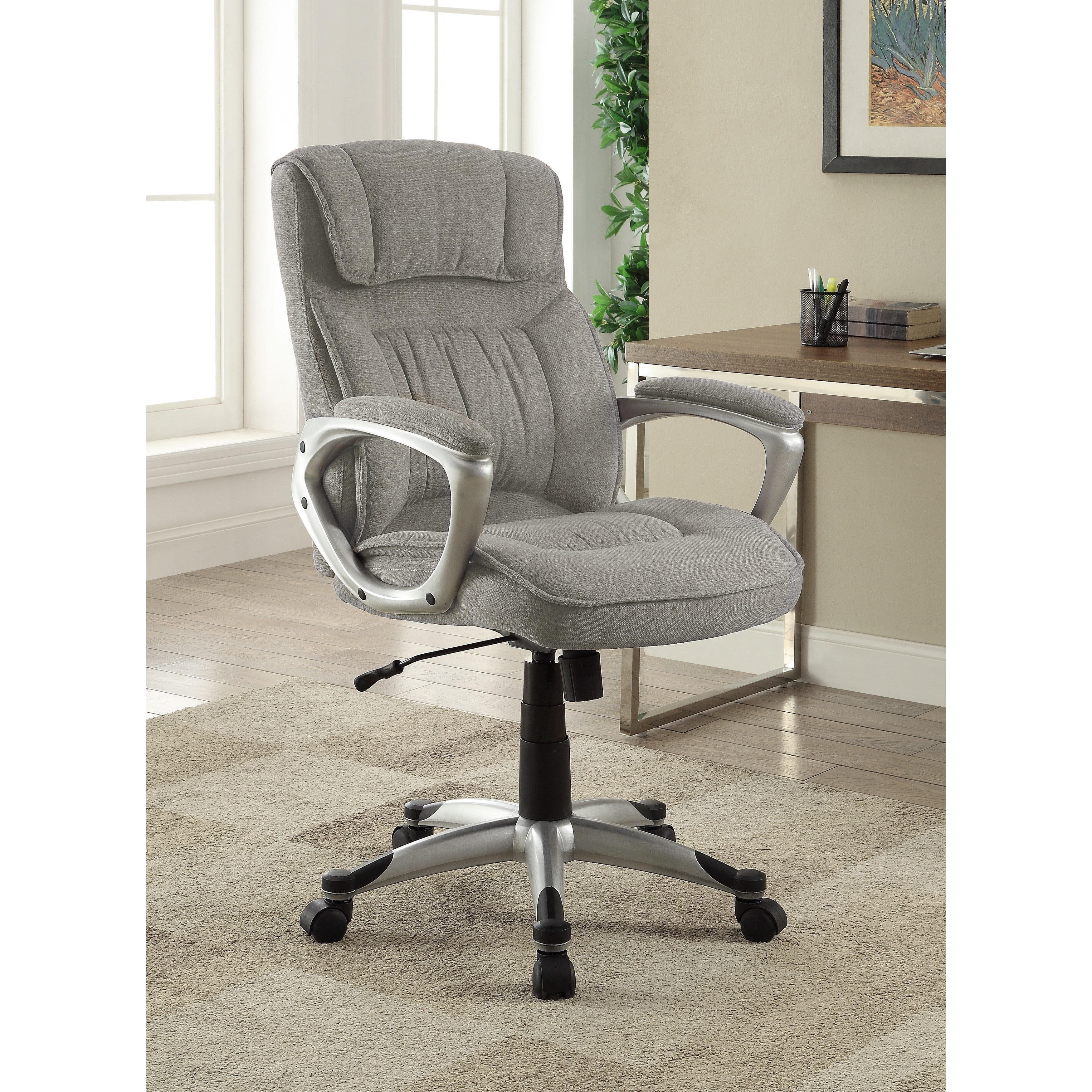 Shop Serta Executive Office Chair In Glacial Grey Linen Metallic