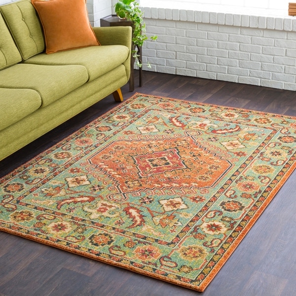 Shop Hillary Southwestern Orange & Green Area Rug 2' x 3' On Sale