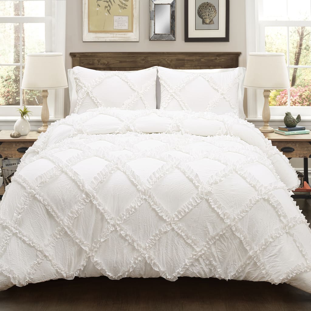 Lush Decor Ruffle Diamond 3 Piece Comforter Set