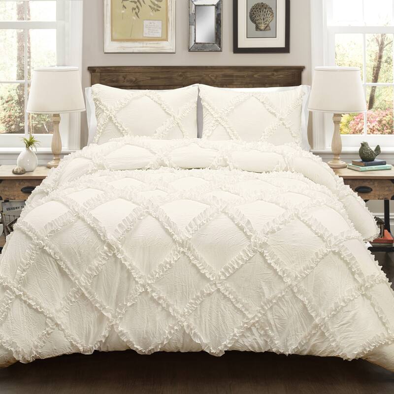 Lush Decor Ruffle Diamond 3 Piece Comforter Set