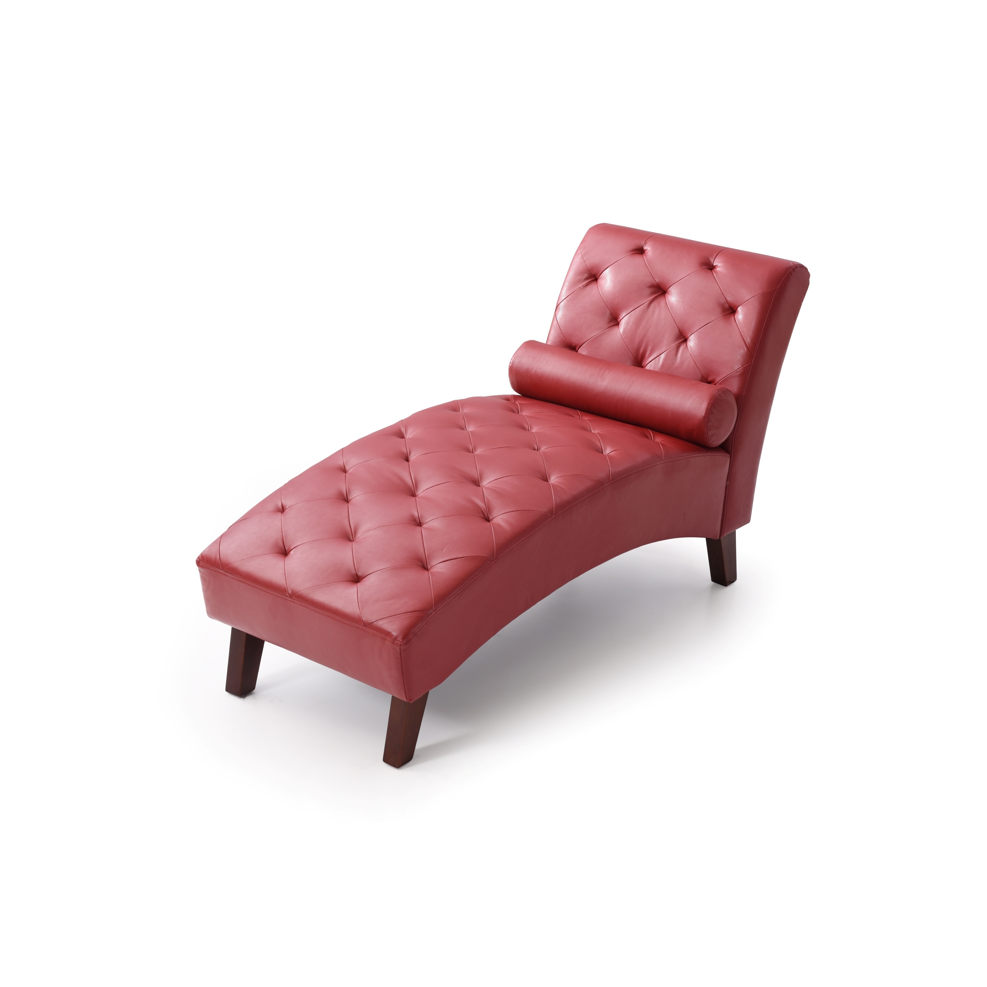 Red leather chaise online lounge chair