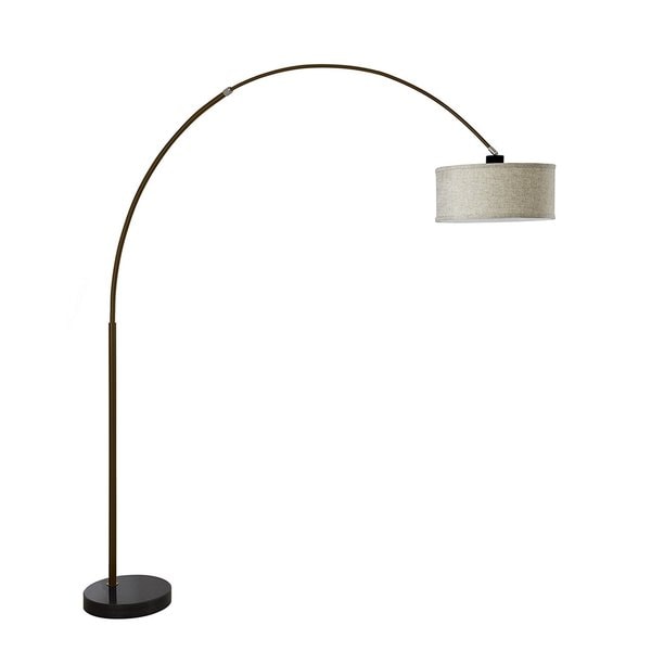 Q-Max Steel Adjustable Arching 81-inch Floor Lamp with Beige Shade and Black Marble Base