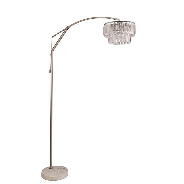 Q-Max Steel Marble Base 81-inch-high Adjustable Arching Floor Lamp