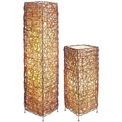 Q-Max Vine Style Brown Linen Shade 47-inch High Floor Lamp